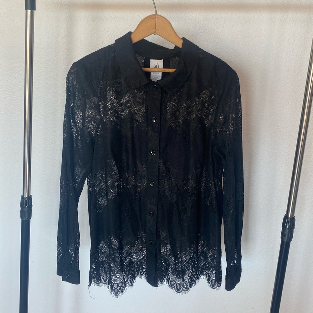 Cabi | St Regis Black Lace Button Down